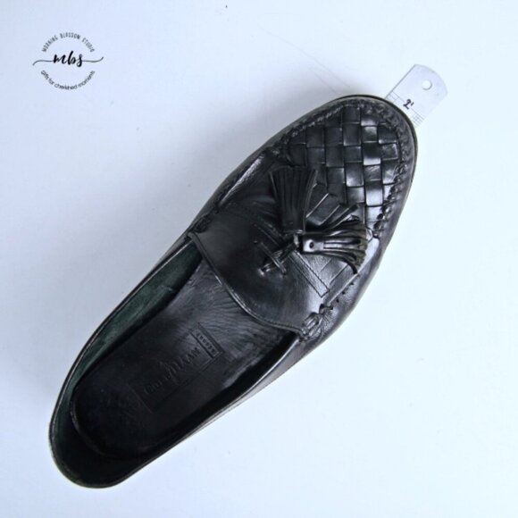 Cole Haan Weave  Leather Tasseled Loafers Black Men 8.5* - Picture 14 of 15